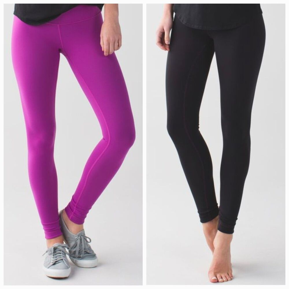 Lululemon Sz 4 Wunder Under Pant III Reversible Black Ultra Violet Athleisure